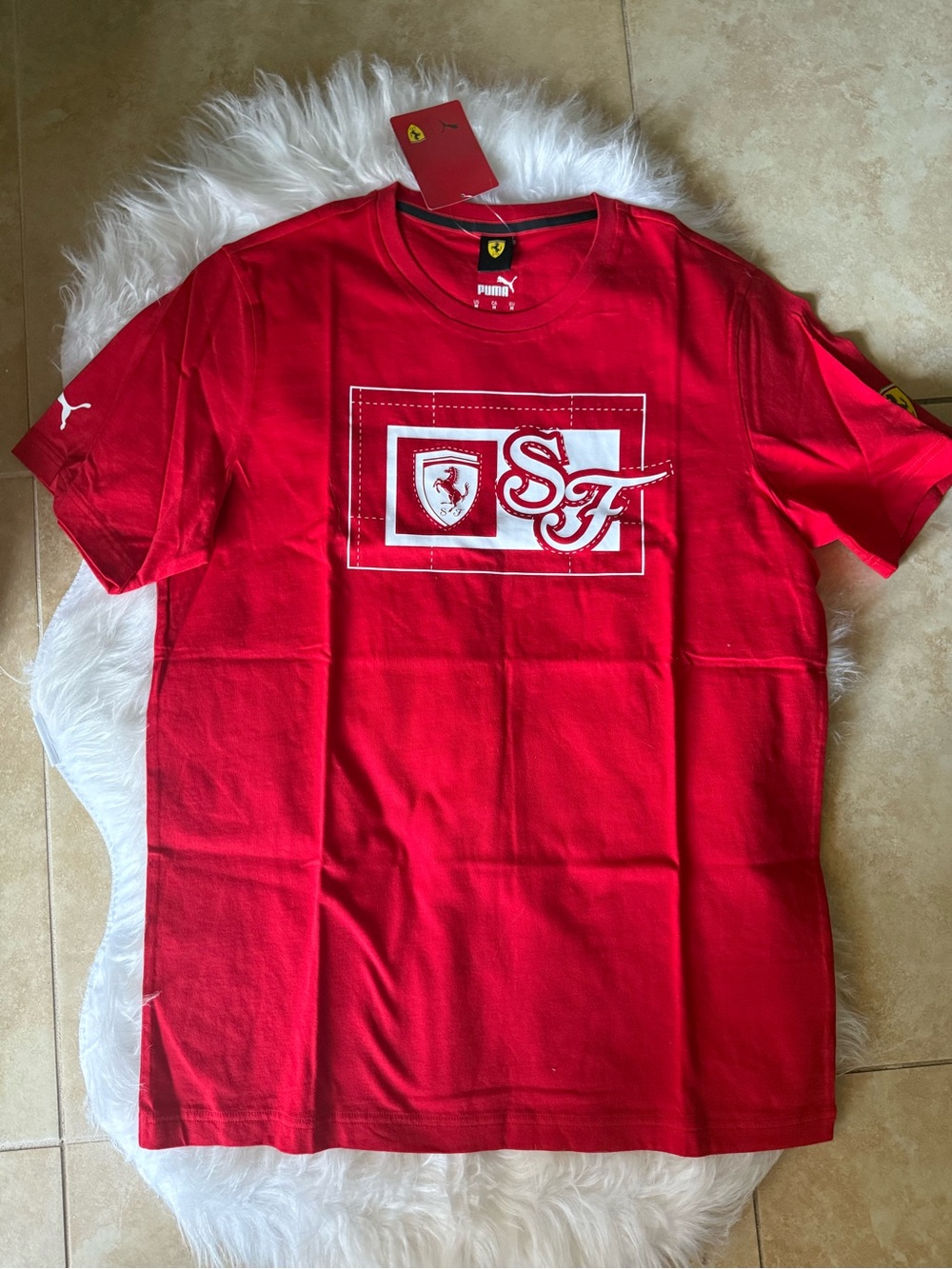 Puma Red SF Graphic Short Sleeve T-Shirt SIZE M
